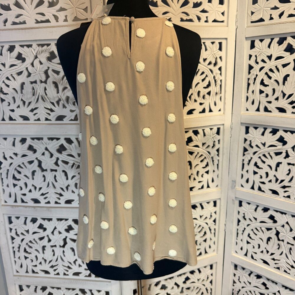 NWT Tank top Tan with White dots (3d) blu pepper size Large - Picture 3 of 5